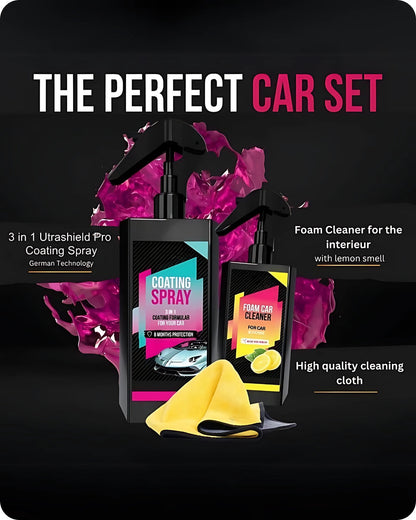 🚗✨ Showroom Shine 3-in-1 Car Care Kit – Foam Cleaner + Coating Spray (200ml Combo)