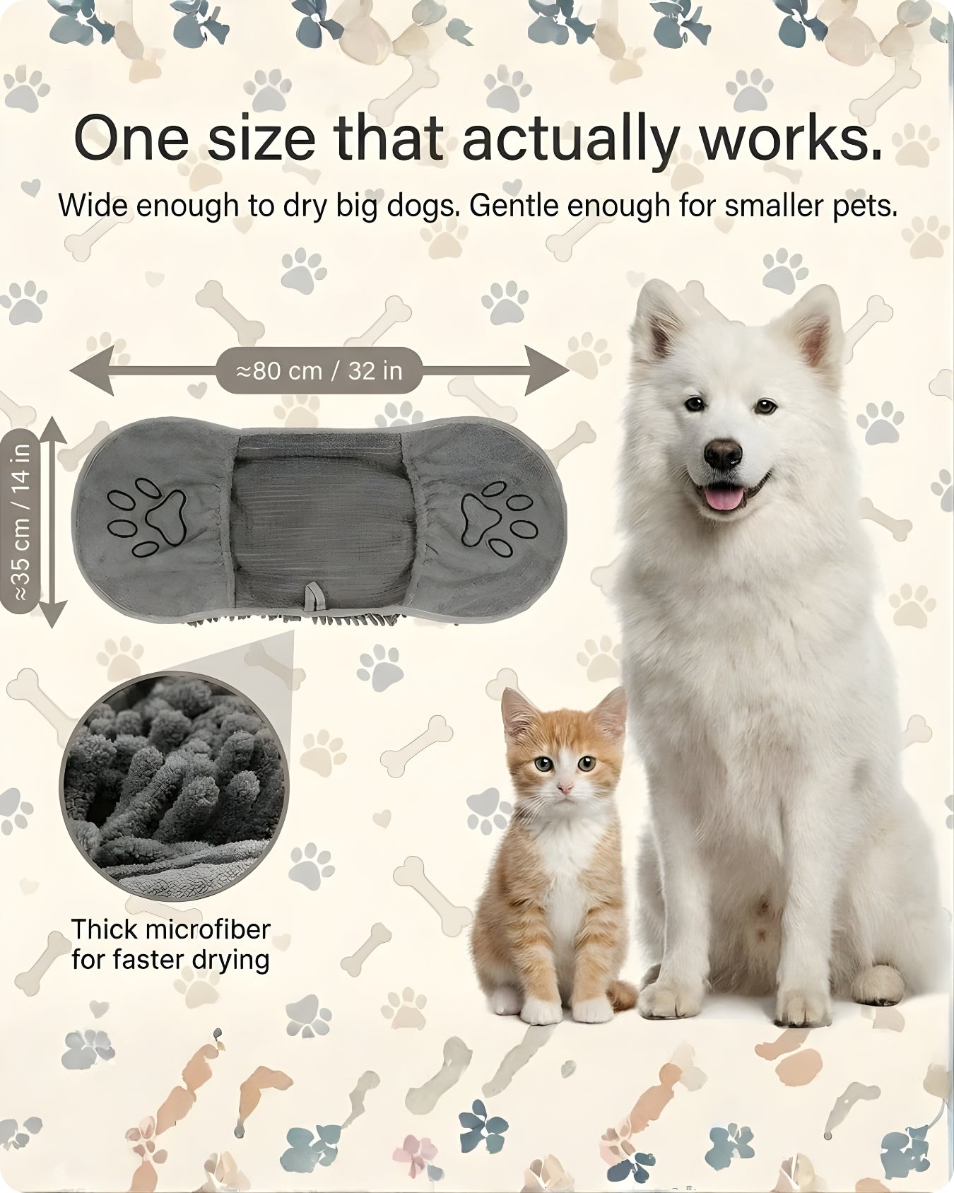 Ultra-Absorbent Pet Drying Towel | 2-in-1 Grooming & Drying