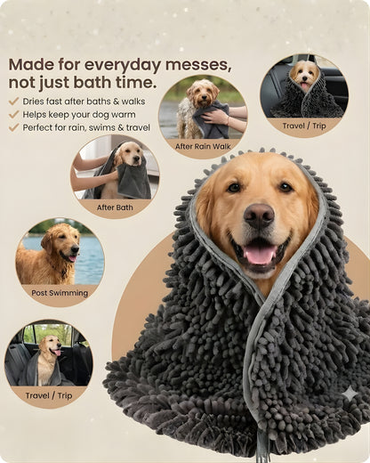 Ultra-Absorbent Pet Drying Towel | 2-in-1 Grooming & Drying