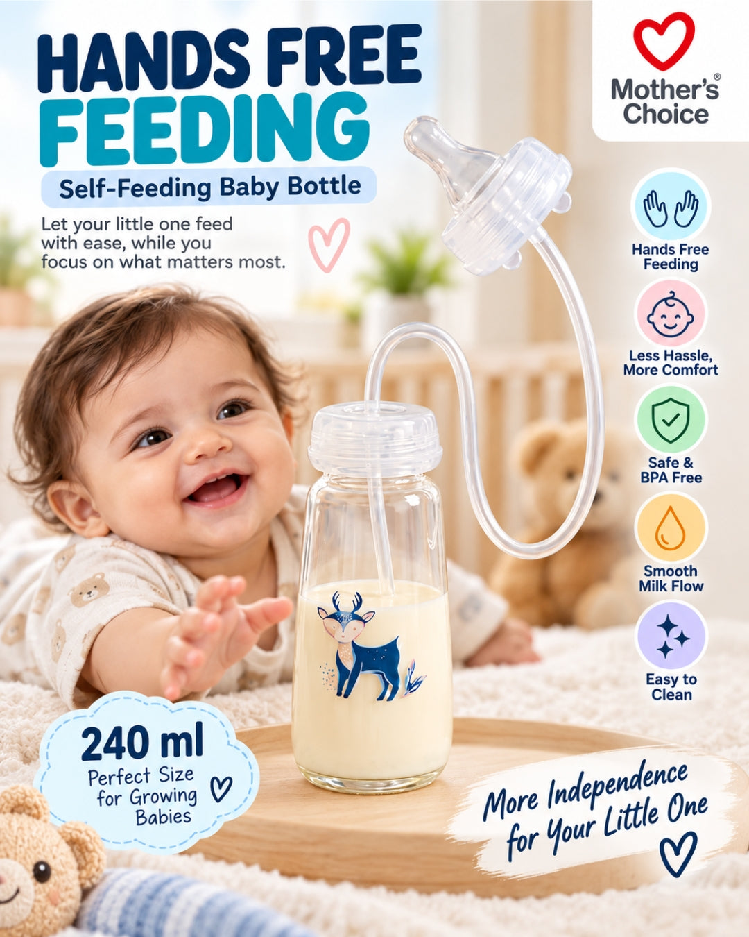 Self-Feeding Baby Bottle – Hands-Free Anti-Colic Bottle | 240ml