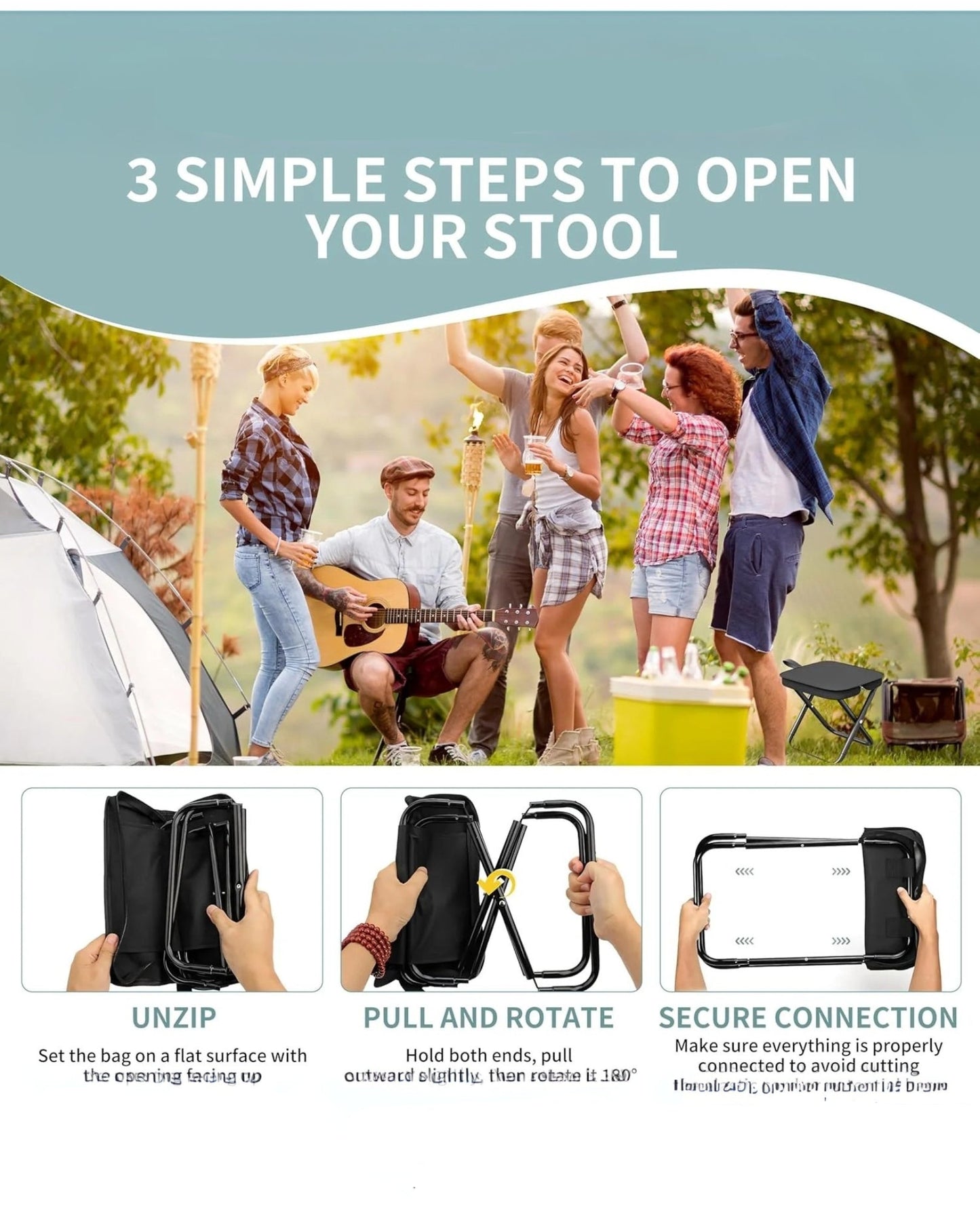 🪑✨ ZipSeat™ Zipper Folding Stool – Your Pocket-Sized Power Chair for Every Adventure! 🎒💪