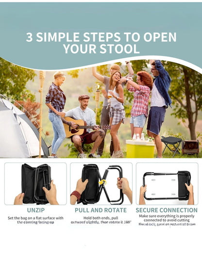 🪑✨ ZipSeat™ Zipper Folding Stool – Your Pocket-Sized Power Chair for Every Adventure! 🎒💪