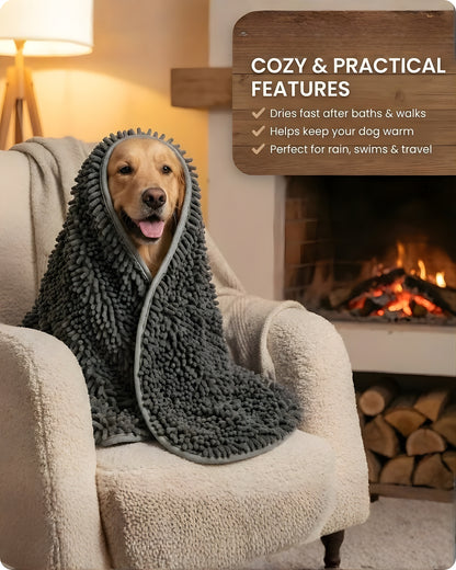 Ultra-Absorbent Pet Drying Towel | 2-in-1 Grooming & Drying
