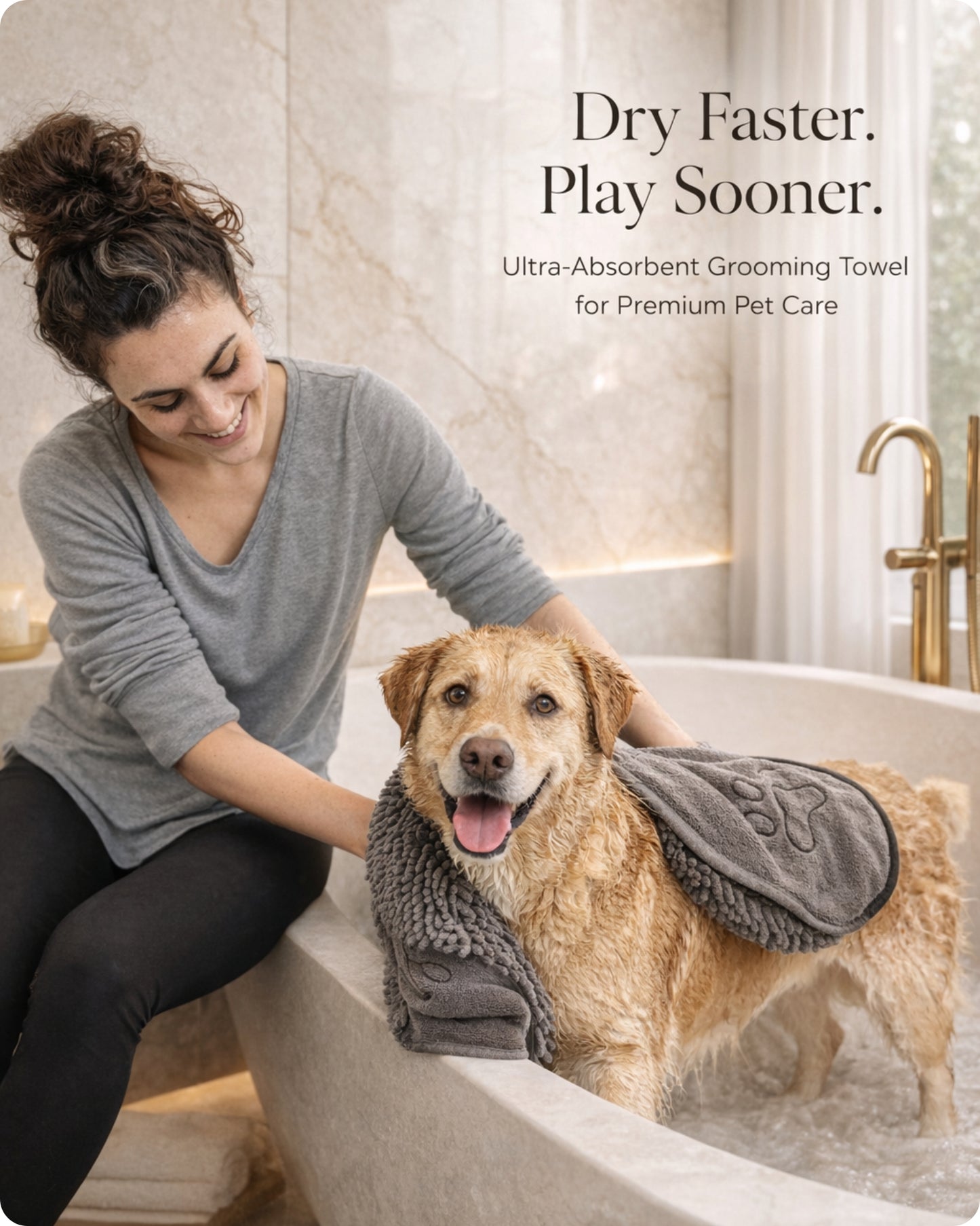 Ultra-Absorbent Pet Drying Towel | 2-in-1 Grooming & Drying